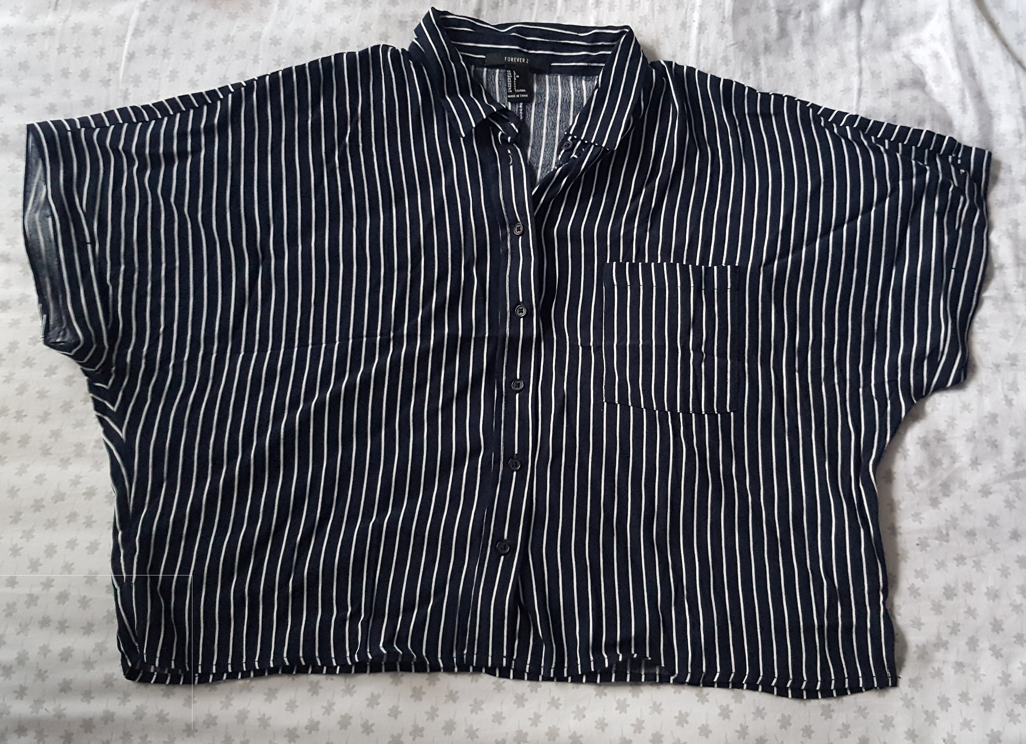 blue and white shirt