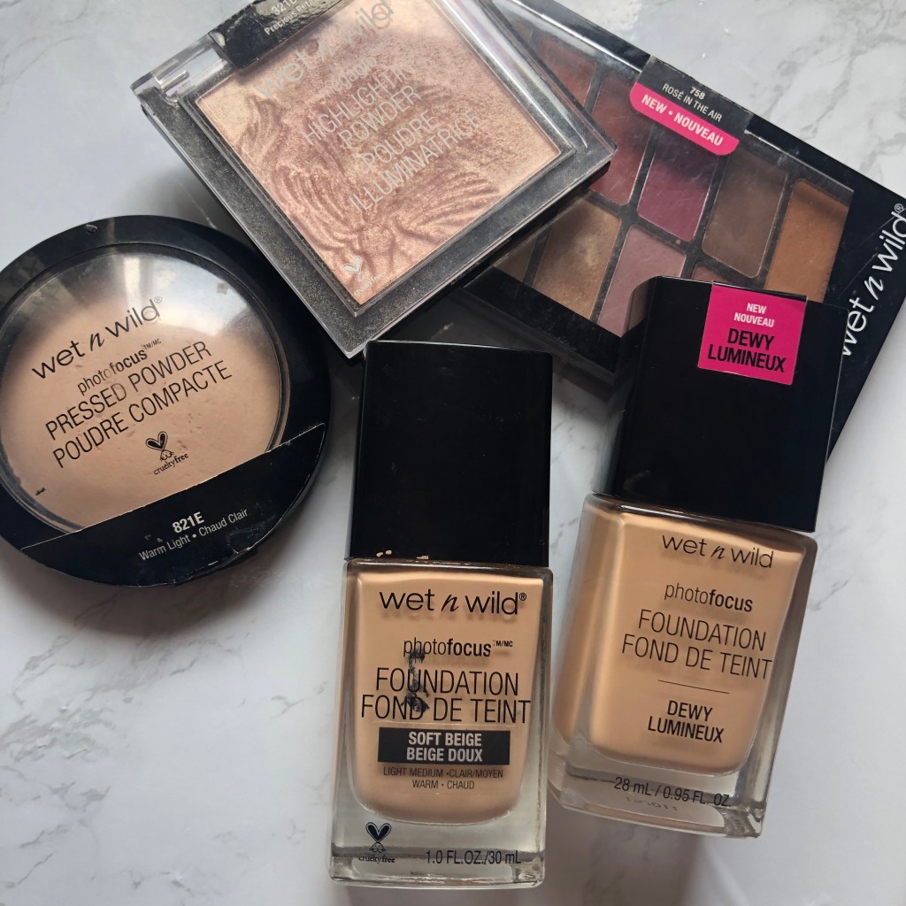 Wet n Wild foundations, powder, highlight and eyeshadow