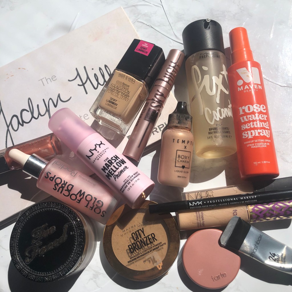 Everyday makeup products and routine.